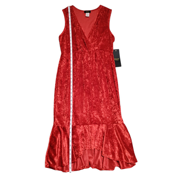 Espresso Womens Red Velour Dress Size Large Sleeveless V-Neck Mermaid Valentines - Picture 10 of 12